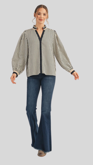 Eleanore Black Stripe Top