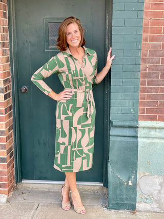 Ramona Green Print Dress