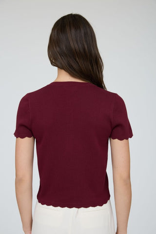 Elle Burgundy Scalloped Cardi