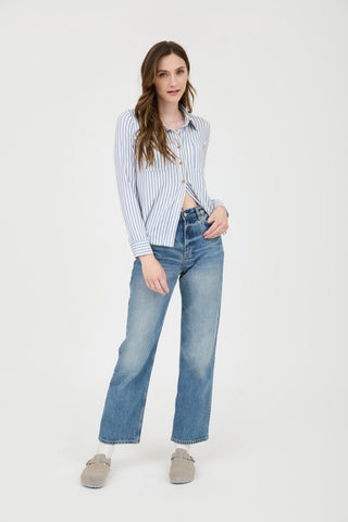 Christina Blue Stripe Button Down