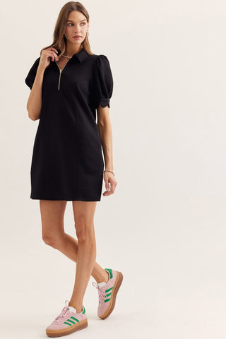 Zinnia Black Zip Dress