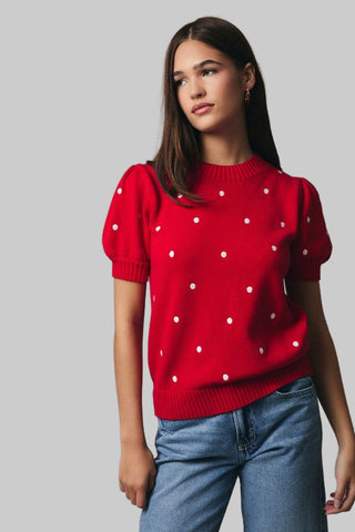 Violet Red Polka Dot Sweater