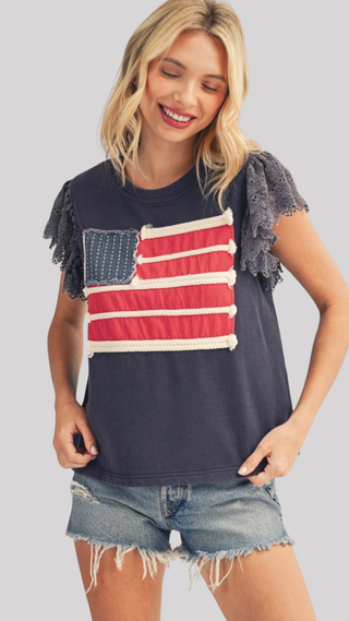 Saylor Navy Flag Knit