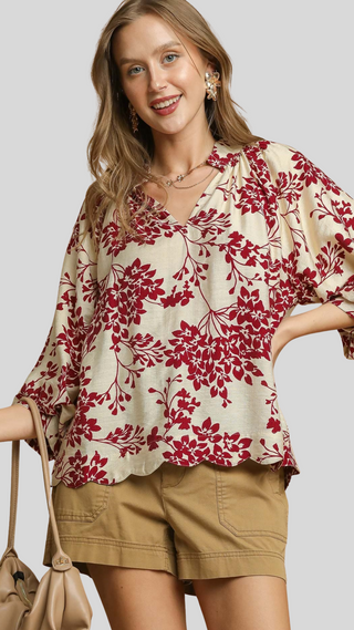 Heidi Garnet Print Top