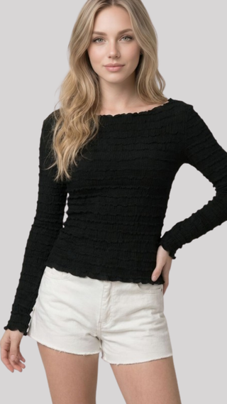 Jessie Black Textured Top