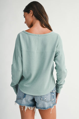 Jessica Aqua Waffle Top