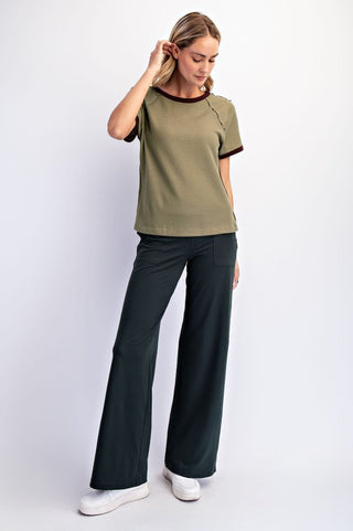 Celeste Olive Waffle Top
