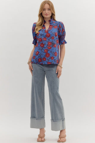 Ginny Blue Floral Blouse