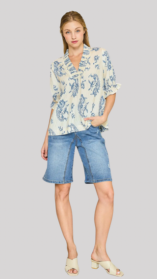 Collette Blue Print Top