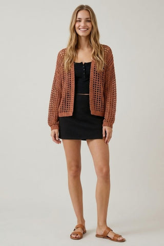 Daidra Clay Open Weave Cardigan