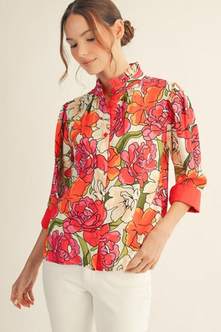 Lucia Red Print Top