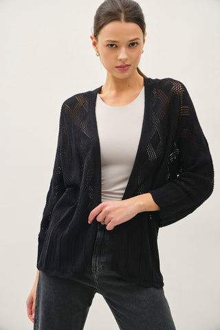 Michelle Black Crochet Cardigan