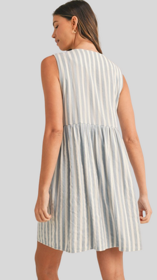 Carmen Blue Stripe Tie Dress
