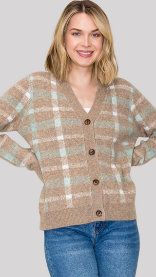 Maeve Mocha/Mint Cardigan