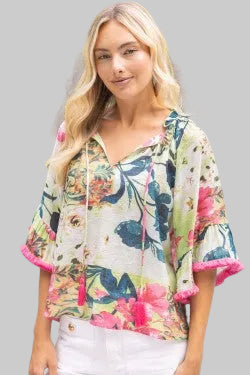 Megan Tassel Floral Top