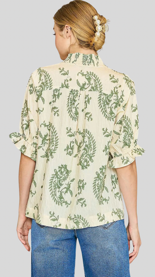 Collette Green Print Top