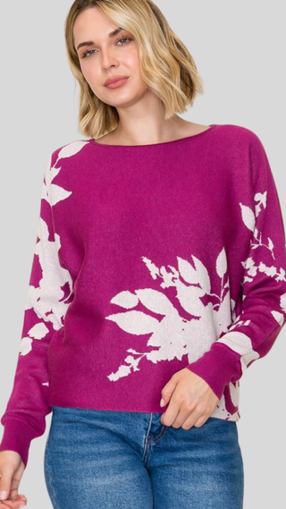 Caiya Magenta Print Sweater