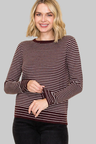 Reese Dark Plum Stripe Sweater