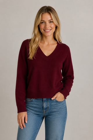 Taylor Wine V-Neck Sweater