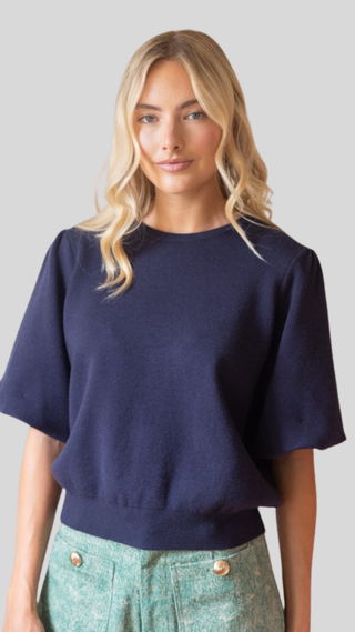 Leesa Navy Bubble Sleeve Top