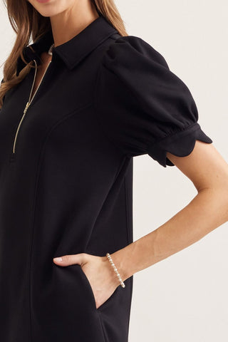 Zinnia Black Zip Dress