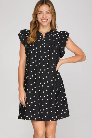 Merritt Black Polkadot Dress