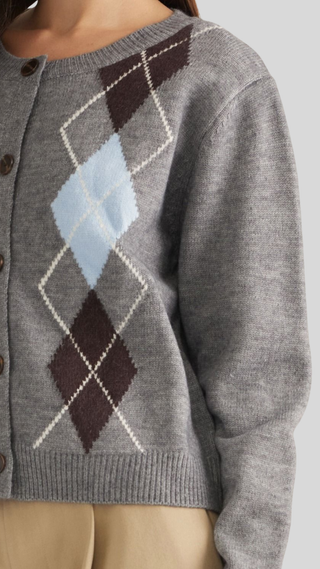 Ailany Grey Argyle Sweater