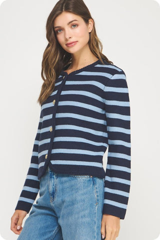Nora Navy/Chambray Cardigan