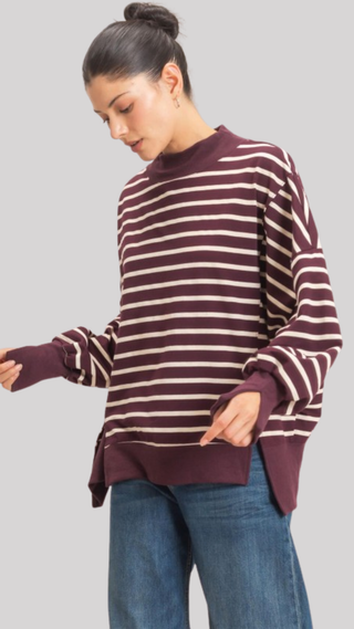 Emerson Burgundy Stripe Pullover