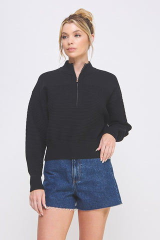 Carol Black Zipper Sweater