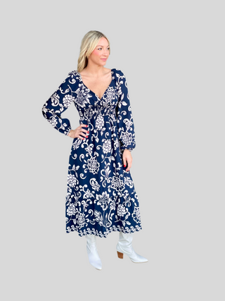 Ashley Navy Print Dress