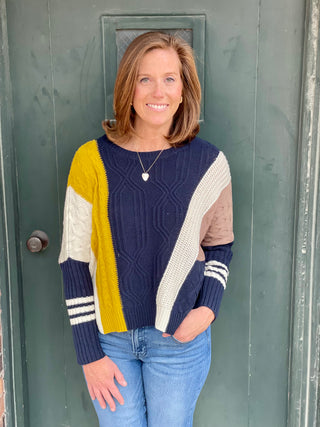 Cheryl Mustard/Navy Sweater