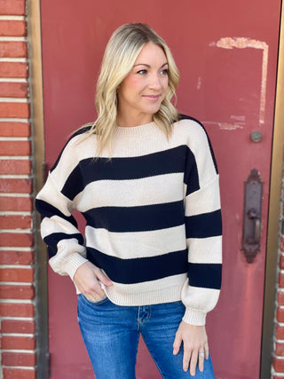 Maeve Black/Cream Sweater