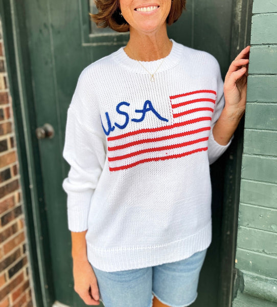 Isabela White Flag Sweater