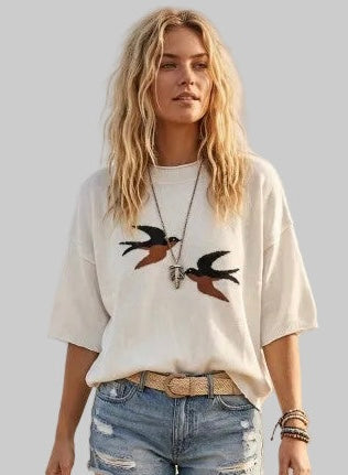 Molly Cream Bird Sweater