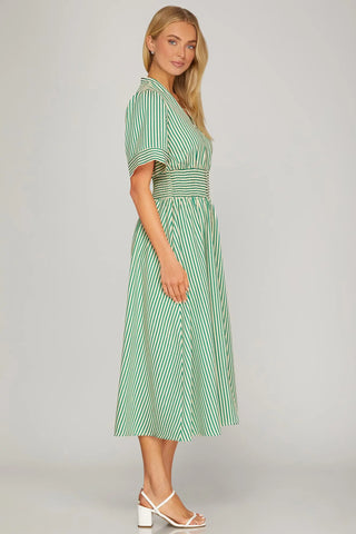 Molly Green Stripe Zip Dress