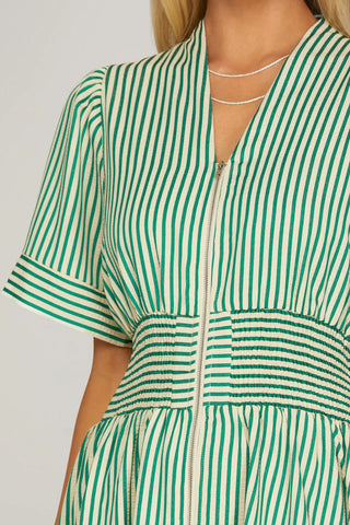 Molly Green Stripe Zip Dress