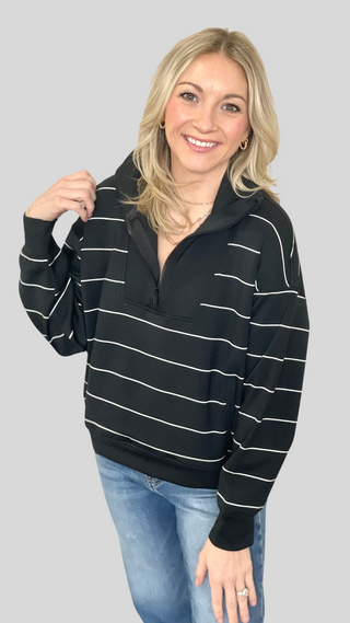 Lia Black/Cream Scuba Sweatshirt