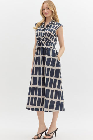 Catie Navy Print Dress