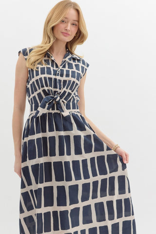 Catie Navy Print Dress