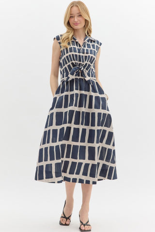 Catie Navy Print Dress
