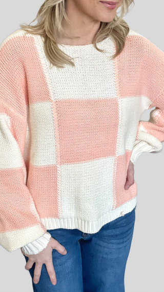 Eleanor Strawberry Check Sweater