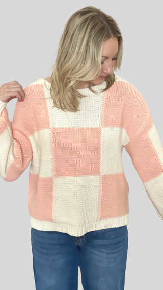 Eleanor Strawberry Check Sweater