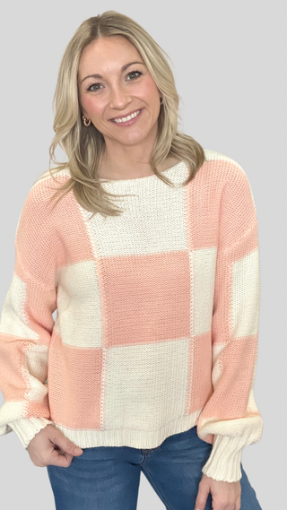 Eleanor Strawberry Check Sweater