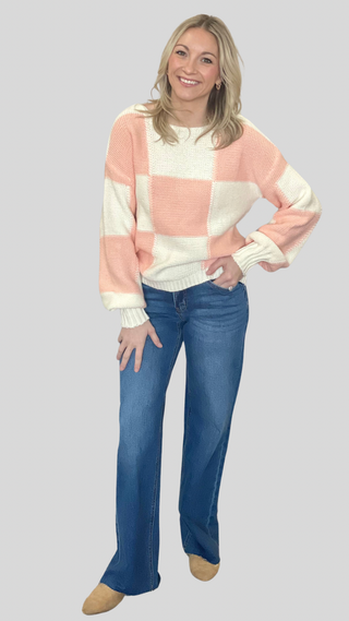 Eleanor Strawberry Check Sweater