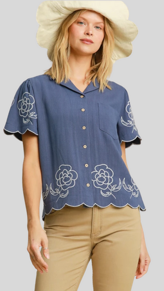 Marina Blue Flower Top