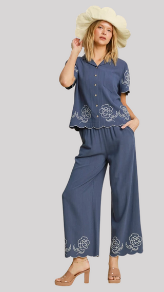 Marina Blue Flower Top