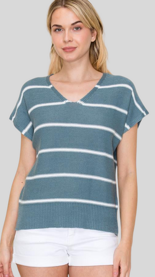 Naomi Dusty Blue Stripe Sweater