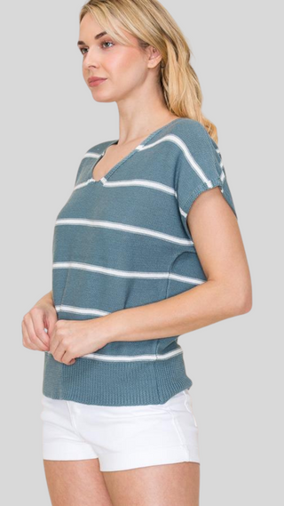 Naomi Dusty Blue Stripe Sweater