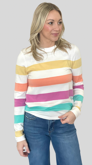 Mila White Color Block Sweater